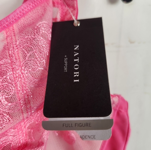Natori True Decadence Bra Swiss Embroidery Sheer Lace Full Figure Pink 42DDD - Picture 6 of 14